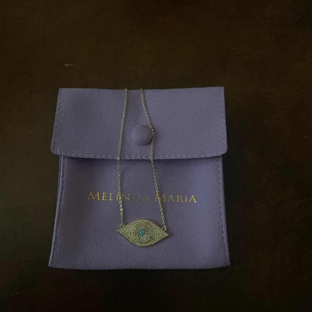 Melinda Maria Silver Eye Pendant Necklace